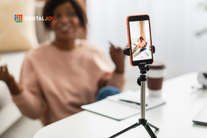 woman making a video on her phone